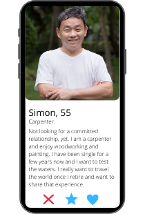 Dating-Profil Beispiel von Simon auf einem Smartphone