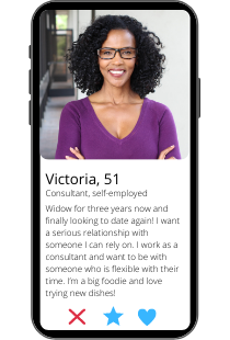 Dating-Profil Beispiel von Victoria auf einem Smartphone