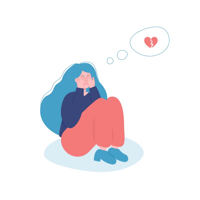 Illustration eines Mädchens, das wegen eines gebrochenen Herzens weint