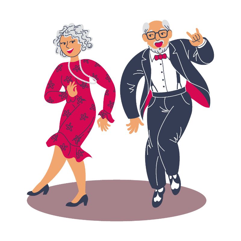 Vektorgrafik von zwei älteren Menschen die tanzen