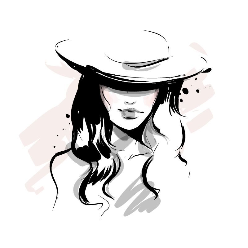 Illustration einer Frau mit einem Hut