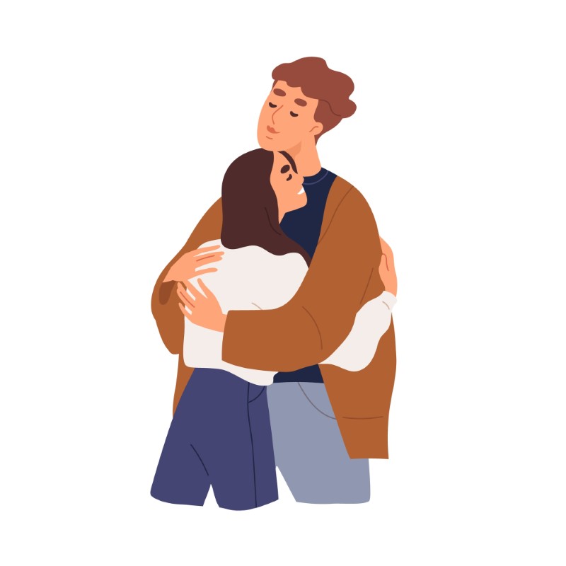 Illustration eines sich eng umarmenden Paares